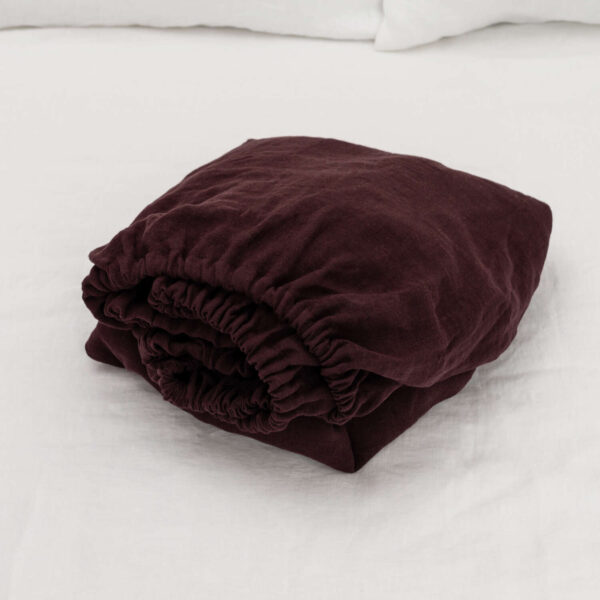 Deep Purple linen fitted sheet