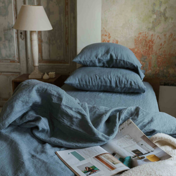 Dark Grey linen duvet cover set (2)