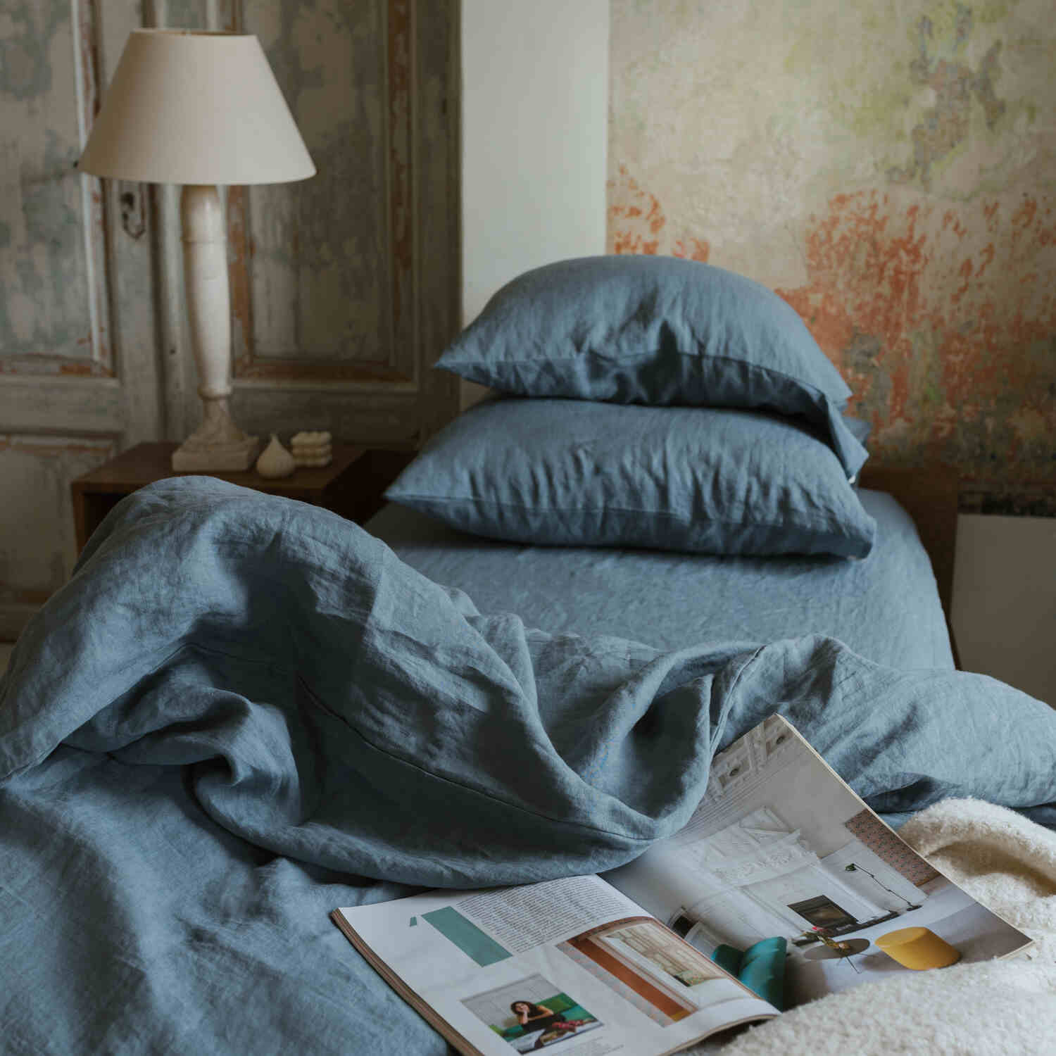 Dark Grey linen duvet cover set (2)