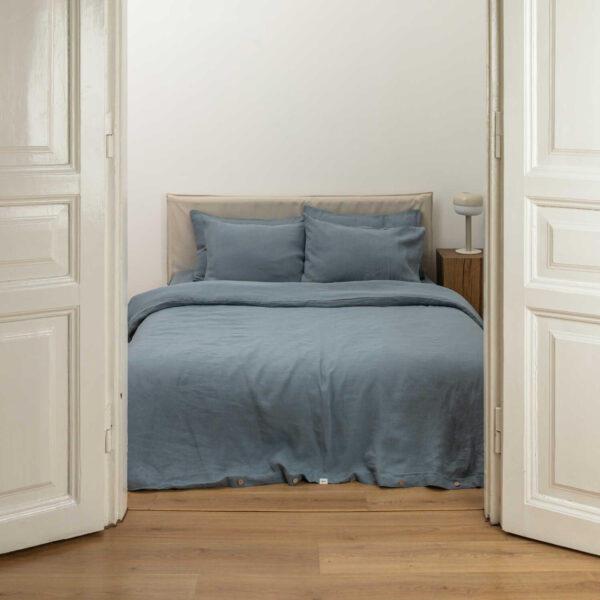 Dark Grey linen duvet cover set (4)