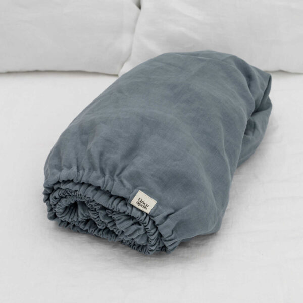 Dark Grey linen fitted sheet