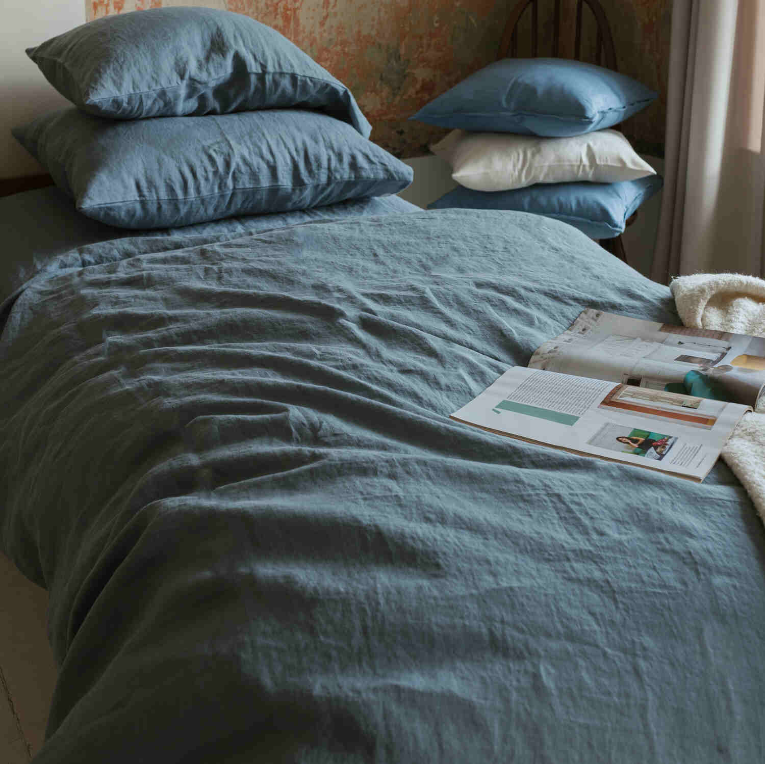 Dark Grey linen flat sheet (1)