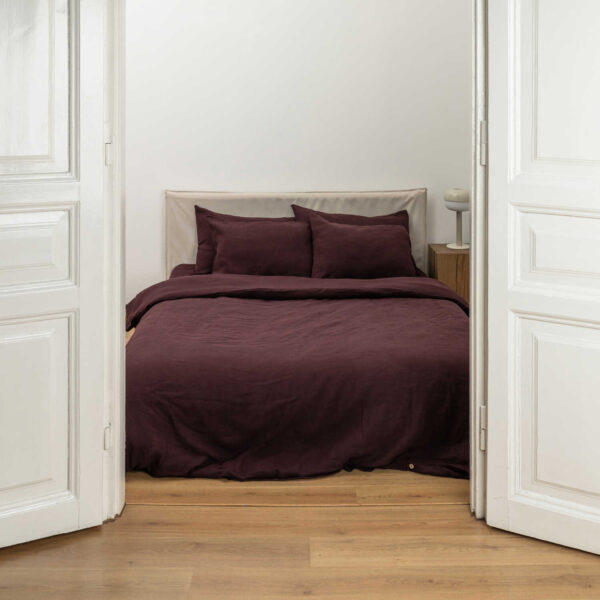 Deep Purple linen duvet cover set (2)