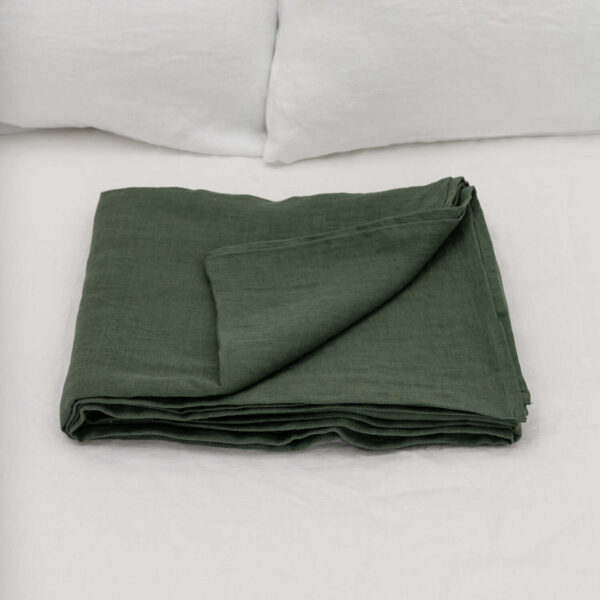 Forest Green linen flat sheet