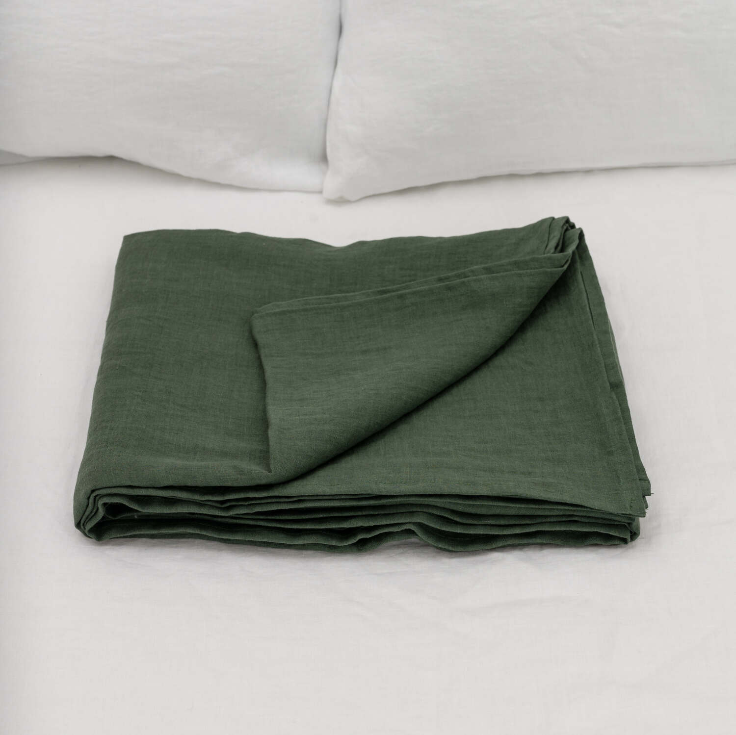 Forest Green linen flat sheet