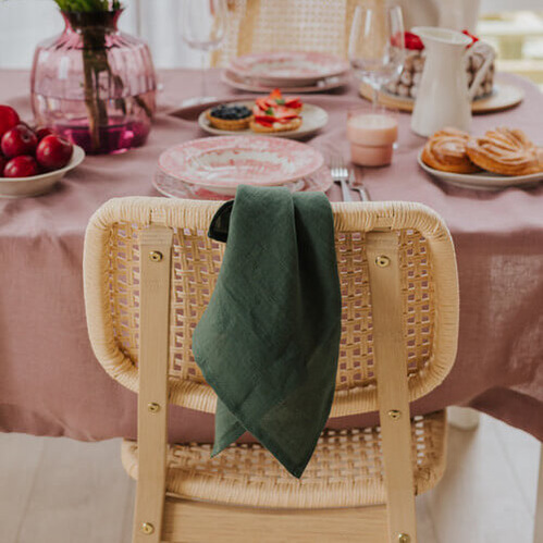 Forest Green linen kitchen towel set of 2 (2)