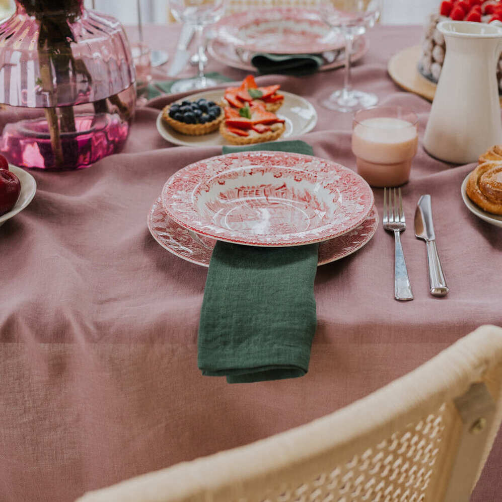 Forest Green linen napkin set of 4 (2)