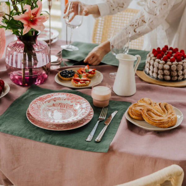 Forest Green linen placemat (2)