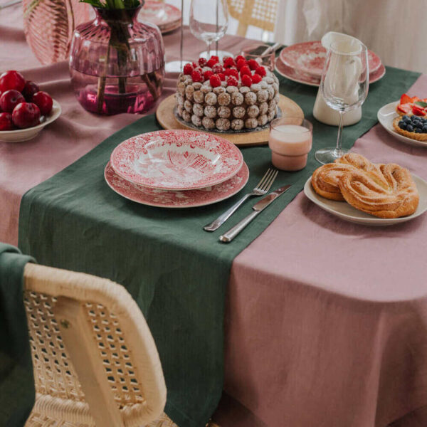 Forest Green linen table runner (2)