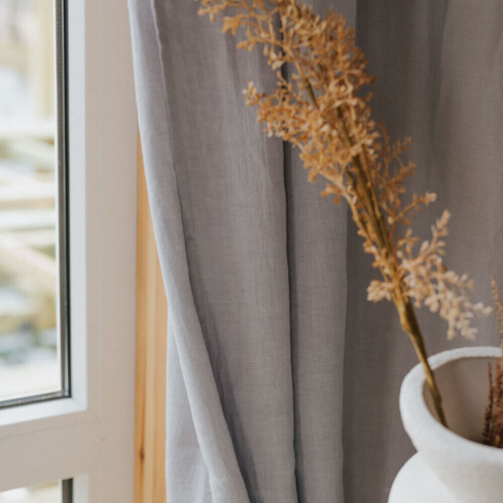 Light Grey Daytime Tunnel Top or Tie Top Curtain (2)
