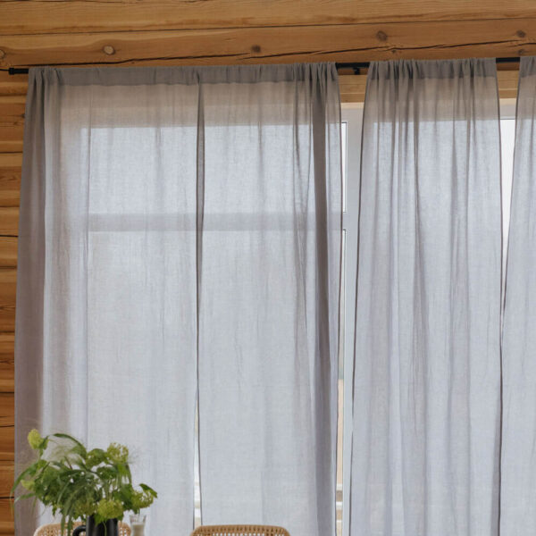Light Grey Daytime Tunnel Top or Tie Top Curtain (3)
