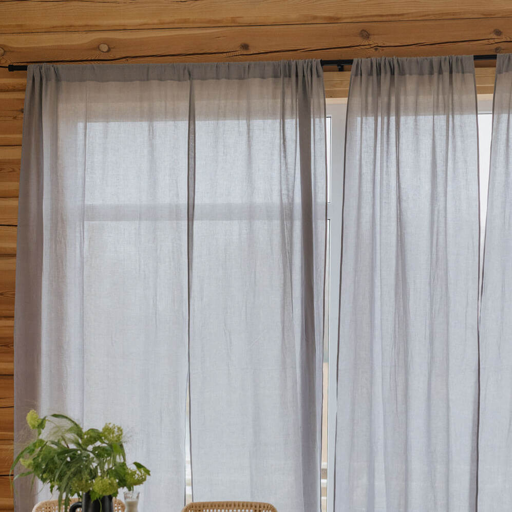 Light Grey Daytime Tunnel Top or Tie Top Curtain (3)