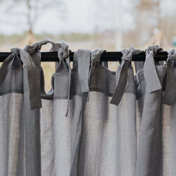 Light Grey Daytime Tunnel Top or Tie Top Curtain (6)