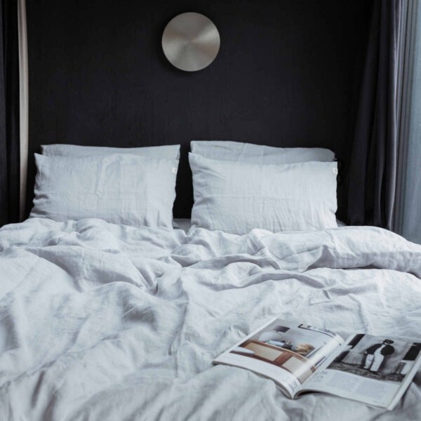 Light Grey linen duvet cover set (3)