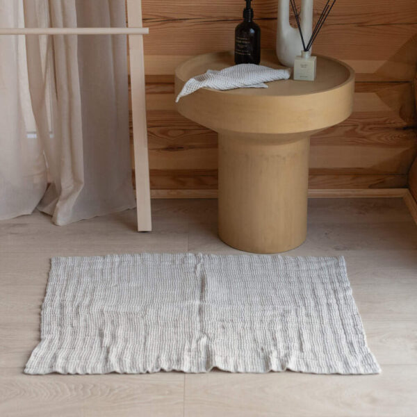 Linen waffle bath mat in Beige (2)