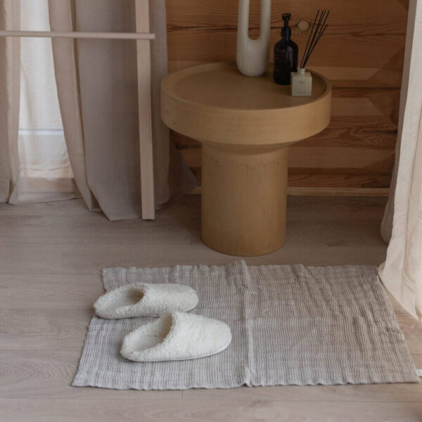 Linen waffle bath mat in Beige (3)