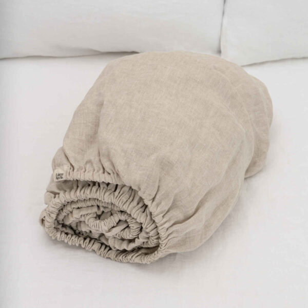 Natural Melange linen fitted sheet