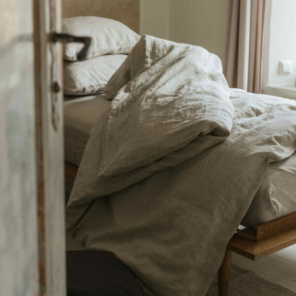 Natural Melange linen fitted sheet (3)