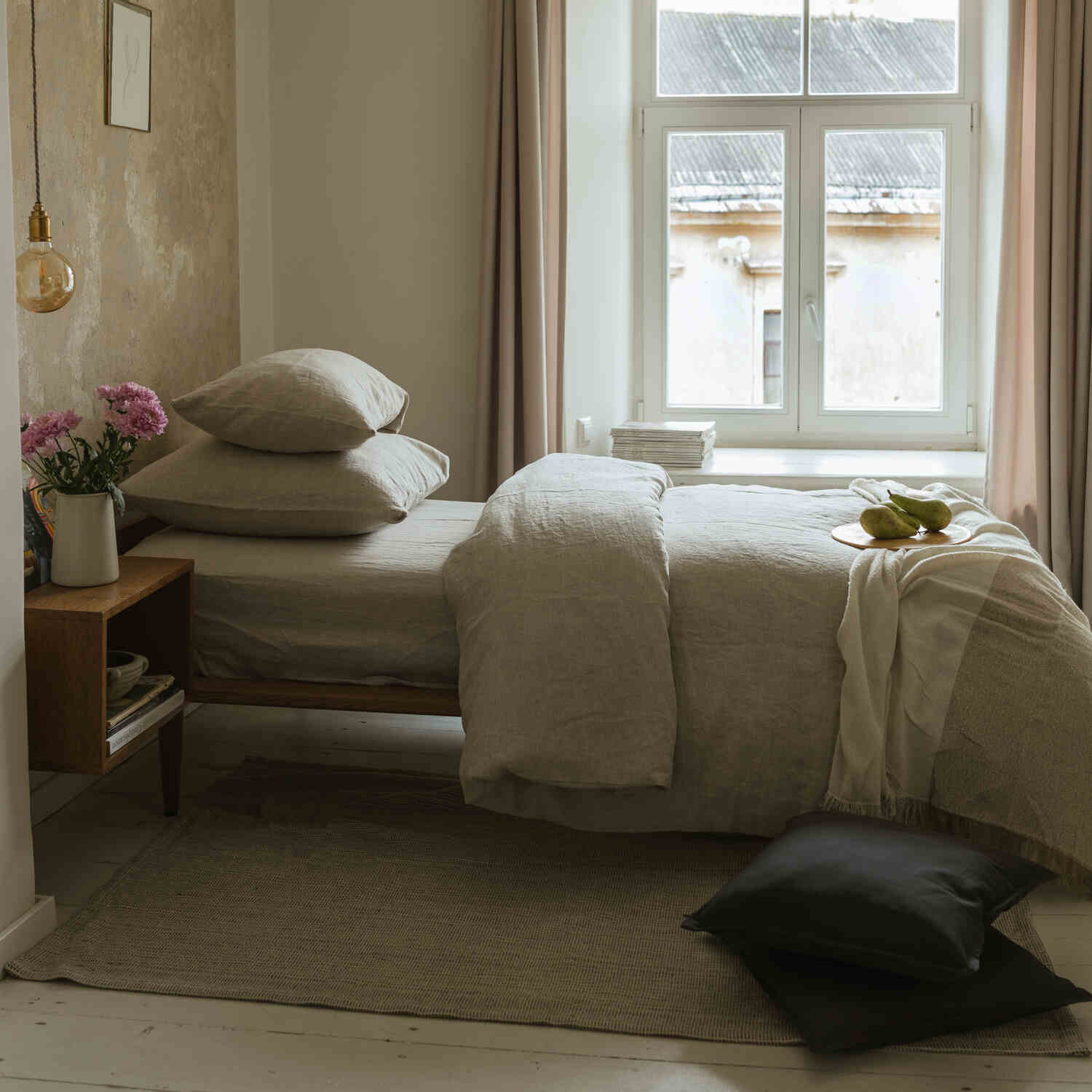 Natural Melange linen flat sheet (1)