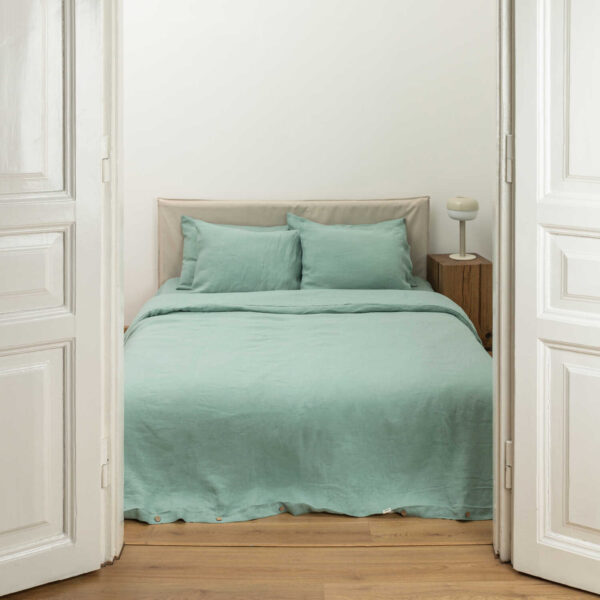 Ocean Mint linen duvet cover set (2)