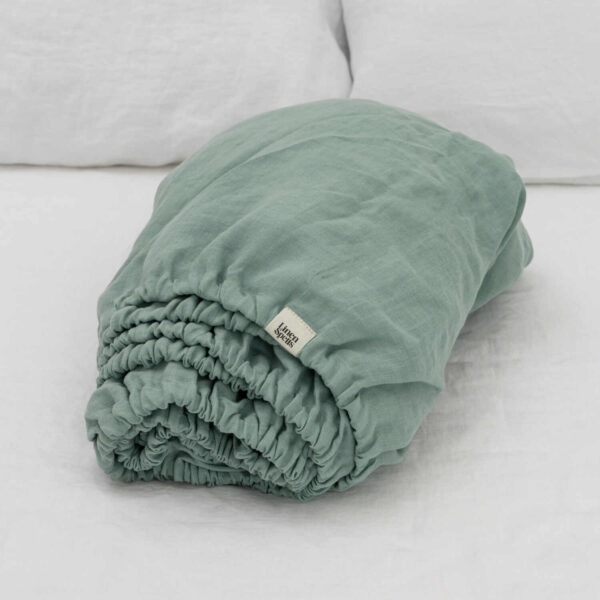Ocean Mint linen fitted sheet