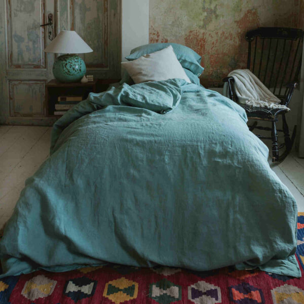 Ocean Mint linen fitted sheet (3)