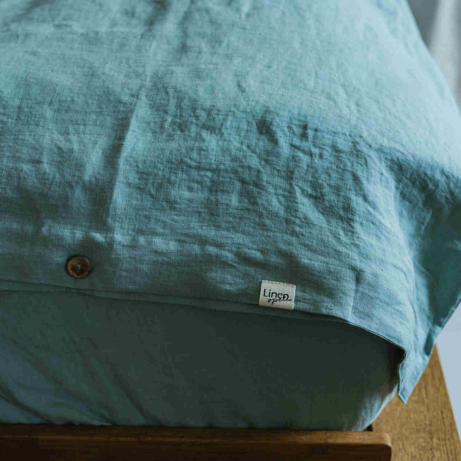 Ocean Mint linen flat sheet (1)