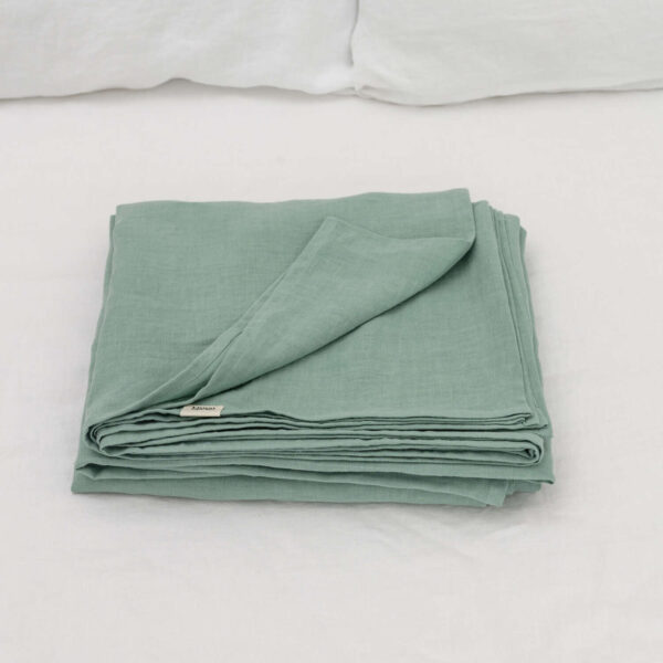 Ocean Mint linen flat sheet