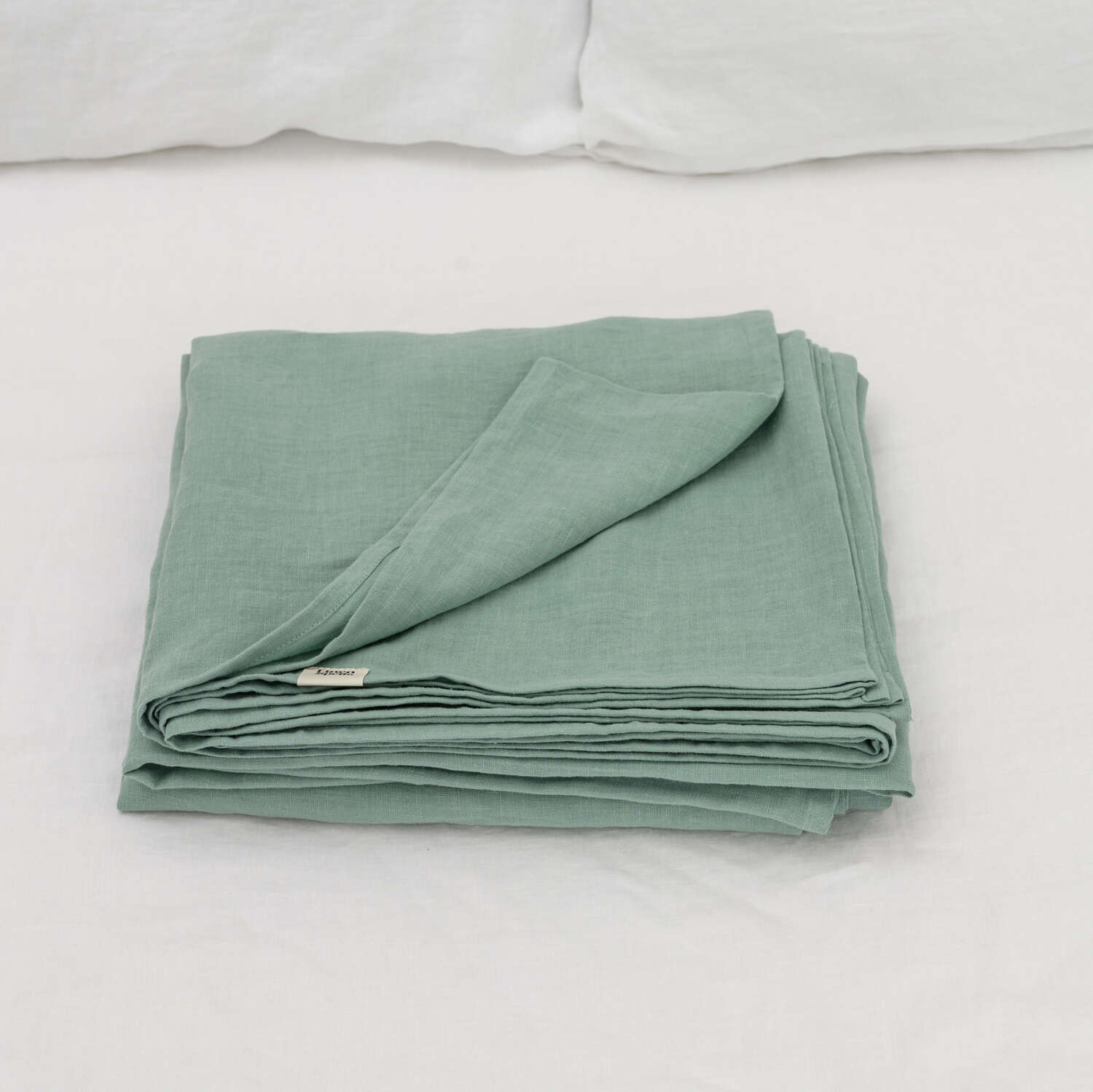 Ocean Mint linen flat sheet