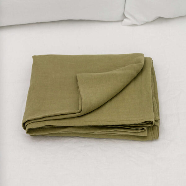 Olive Green linen flat sheet