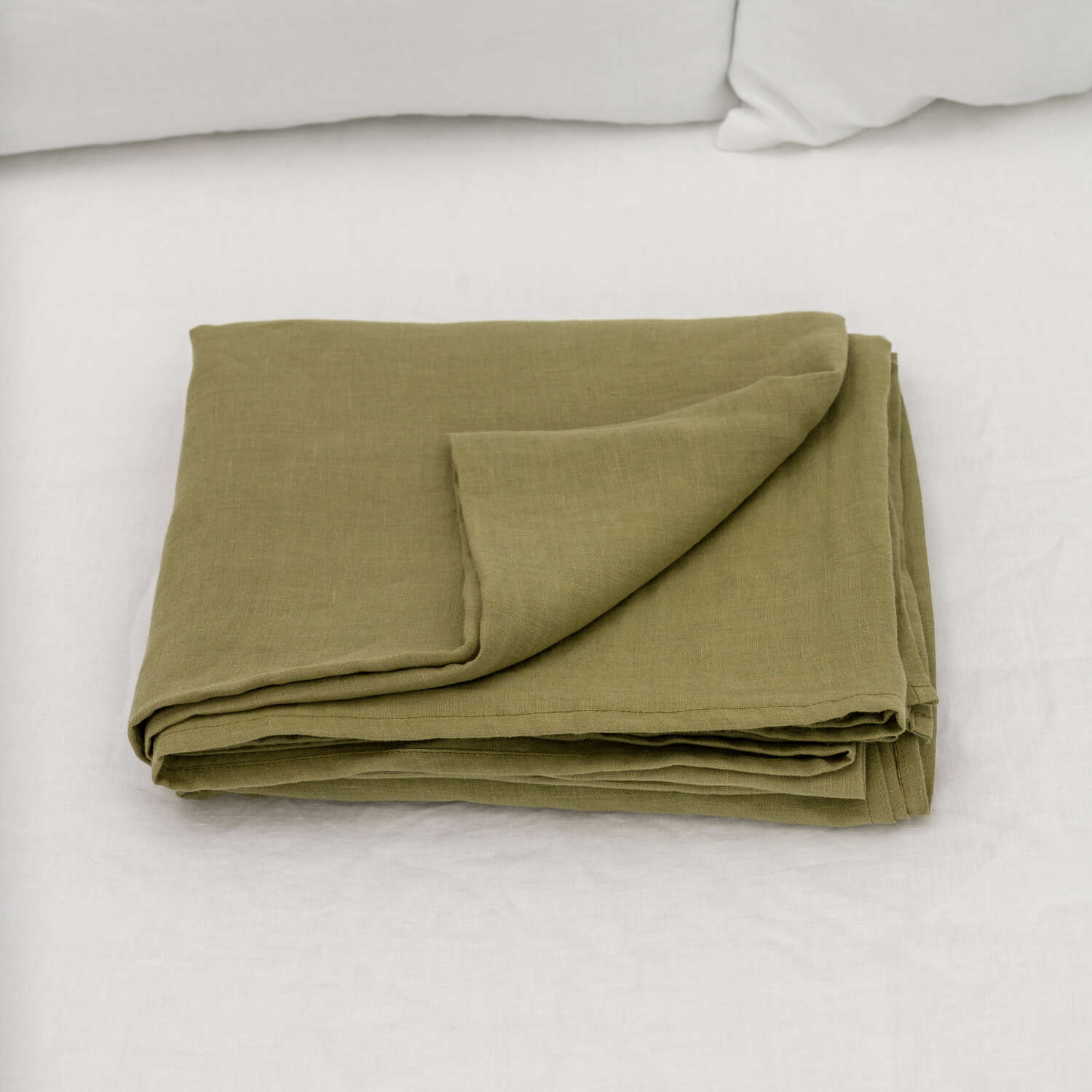 Olive Green linen flat sheet
