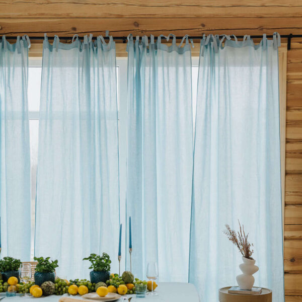Sky Blue Daytime Tunnel Top or Tie Top Curtain (2)