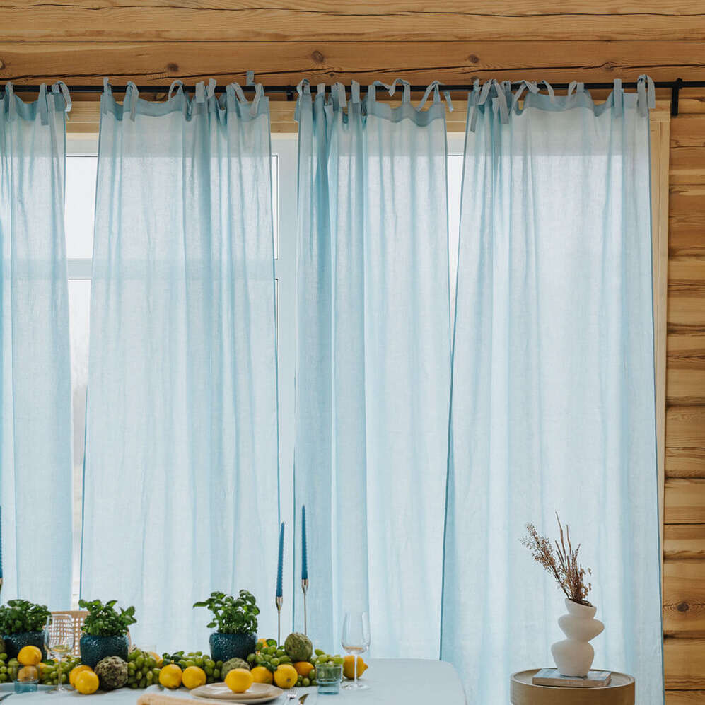 Sky Blue Daytime Tunnel Top or Tie Top Curtain (2)