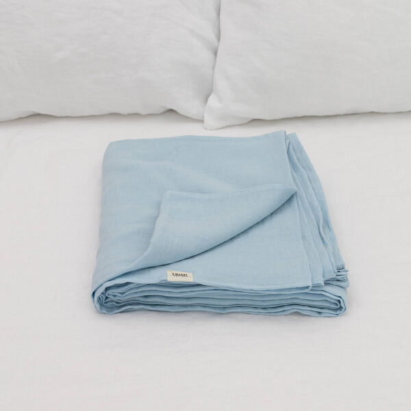 Sky Blue linen flat sheet