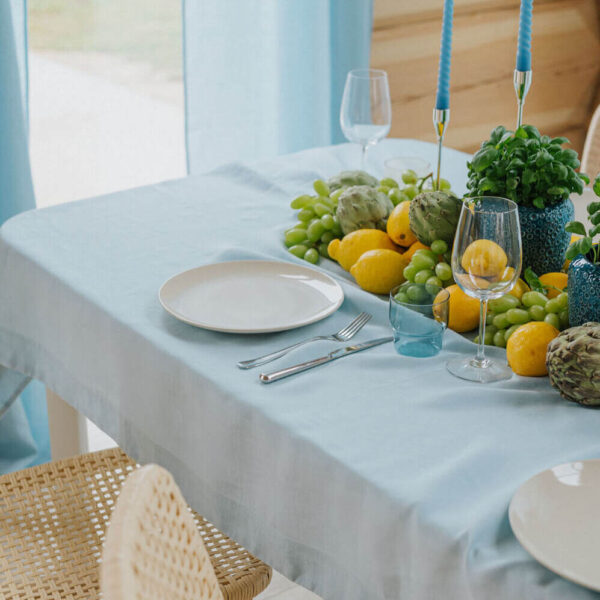 Sky Blue linen tablecloth (4)