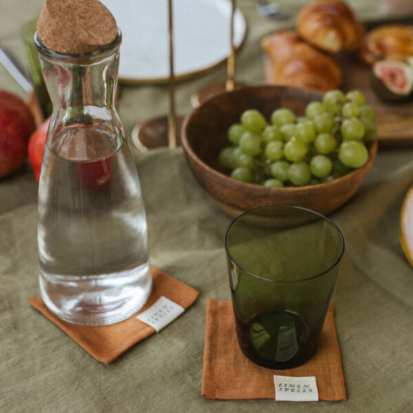 Cinnamon linen coaster set (2)