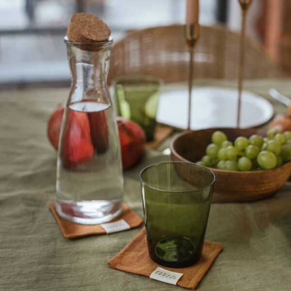 Cinnamon linen coaster set (3)