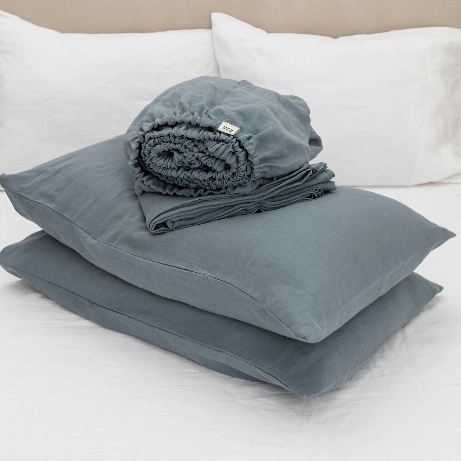 Dark Grey linen bed sheet set
