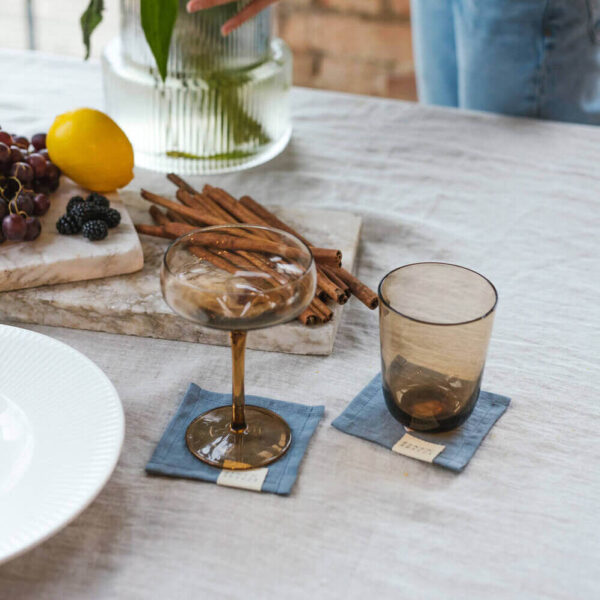 Dark Grey linen coaster set (4)