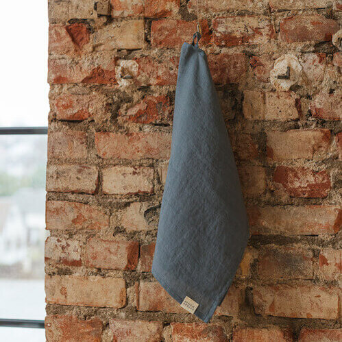 Dark Grey linen kitchen towel set of 2 (2)