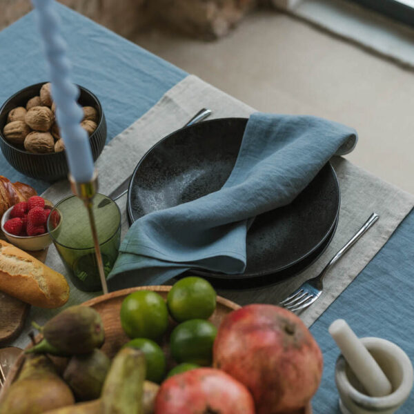 Dark Grey linen napkin set of 4 (4)