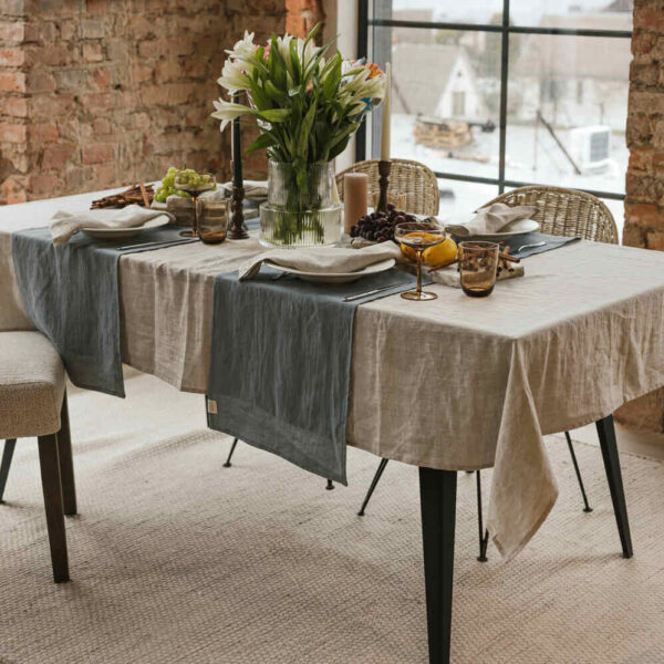 Dark Grey linen table runner (2)