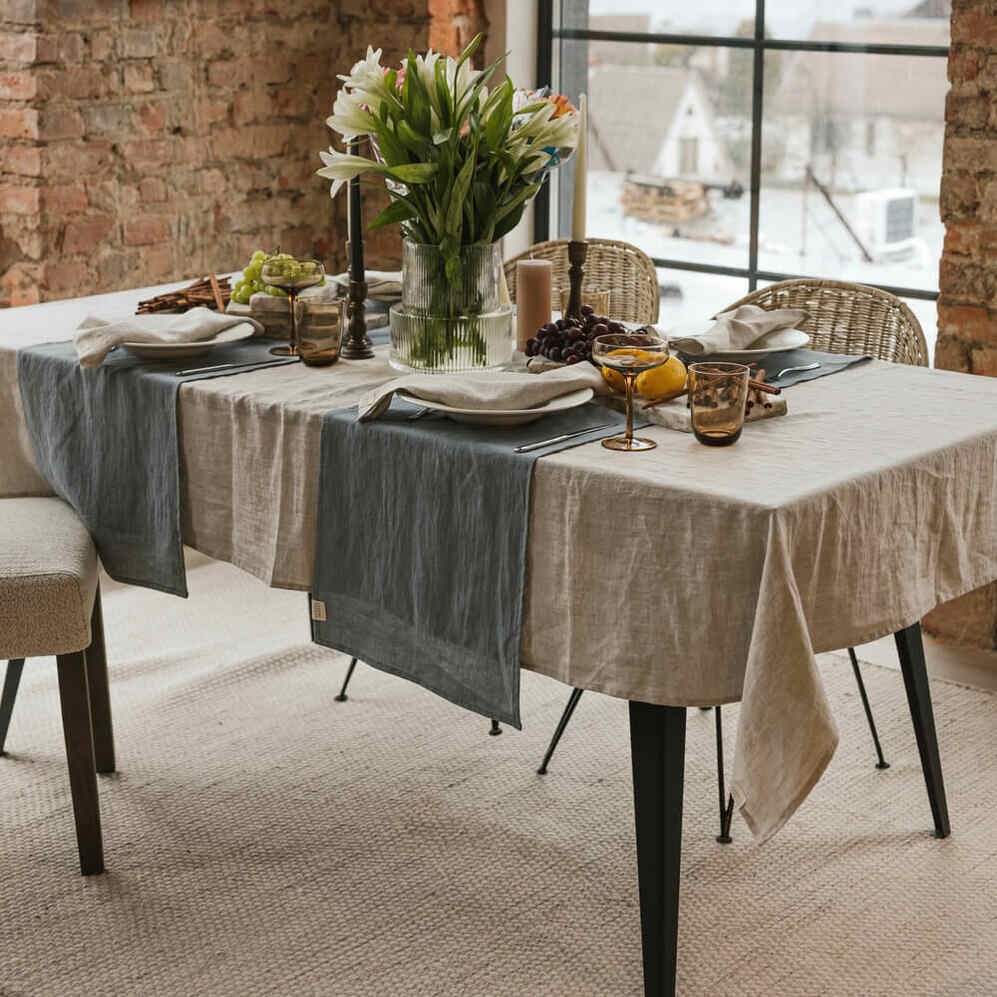 Dark Grey linen table runner (2)