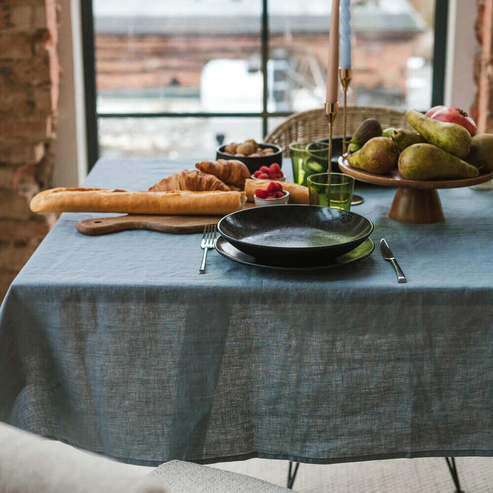 Dark Grey linen tablecloth (2)