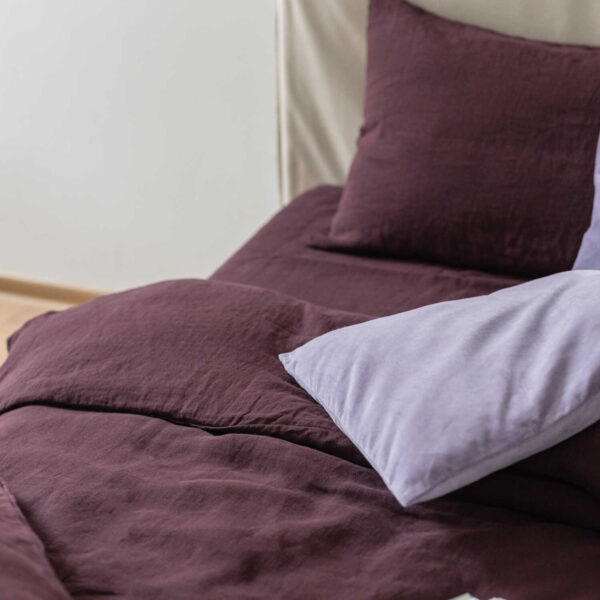 Deep Purple linen bed sheet set (2)