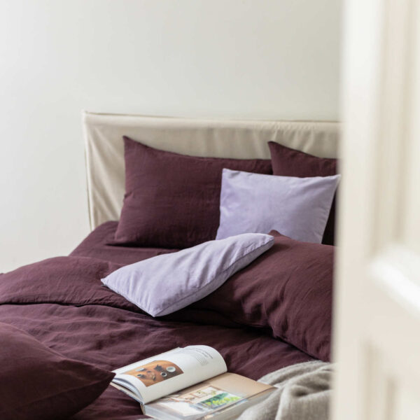 Deep Purple linen bed sheet set (3)
