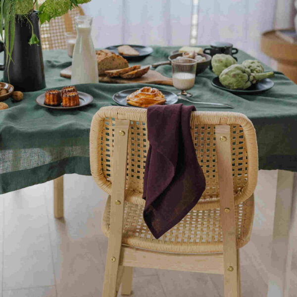 Deep Purple linen kitchen towel set of 2 (2)