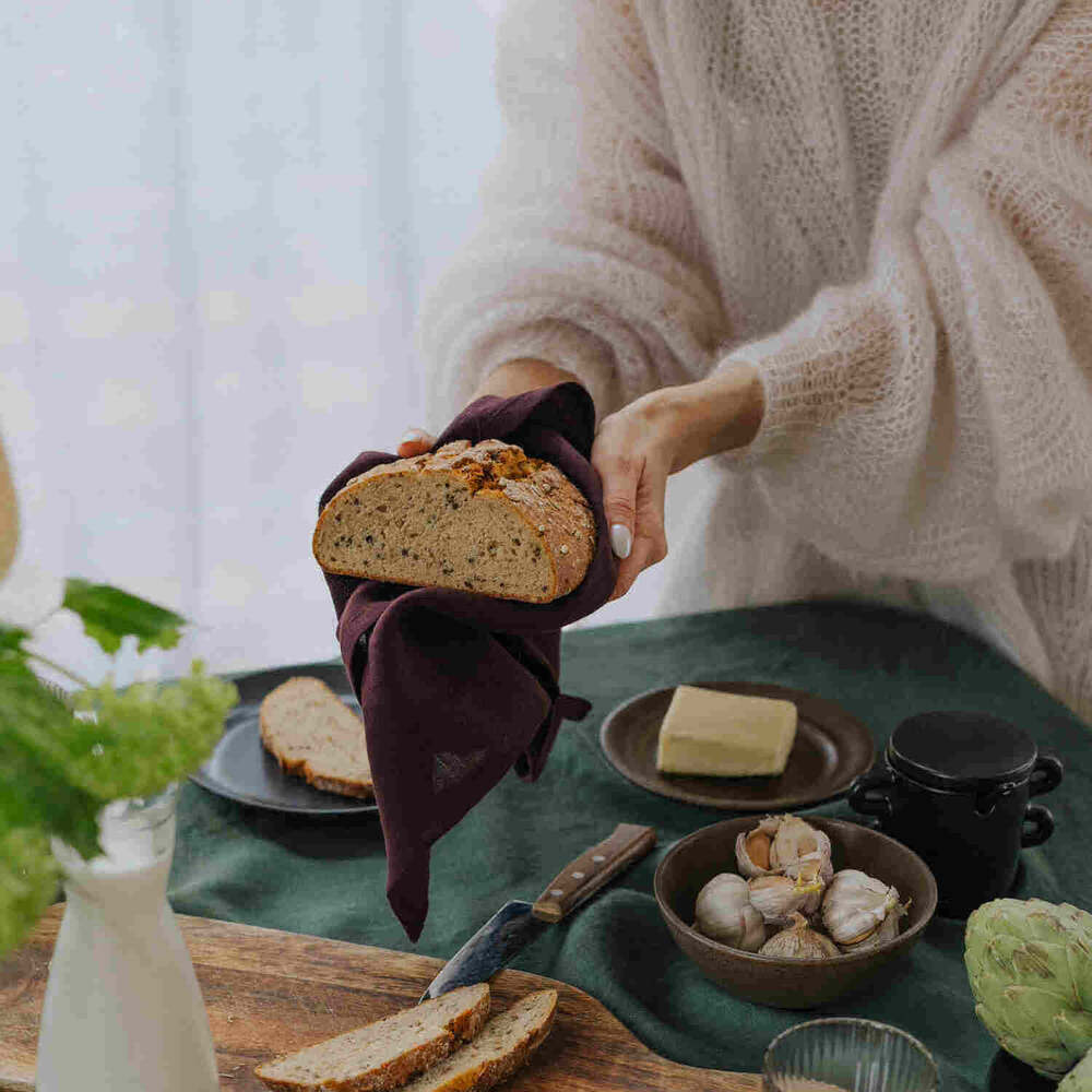 Deep Purple linen kitchen towel set of 2 (3)