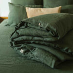 Forest Green Linen Duvet Cover