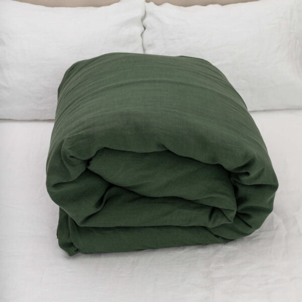 Forest Green linen duvet cover (2)